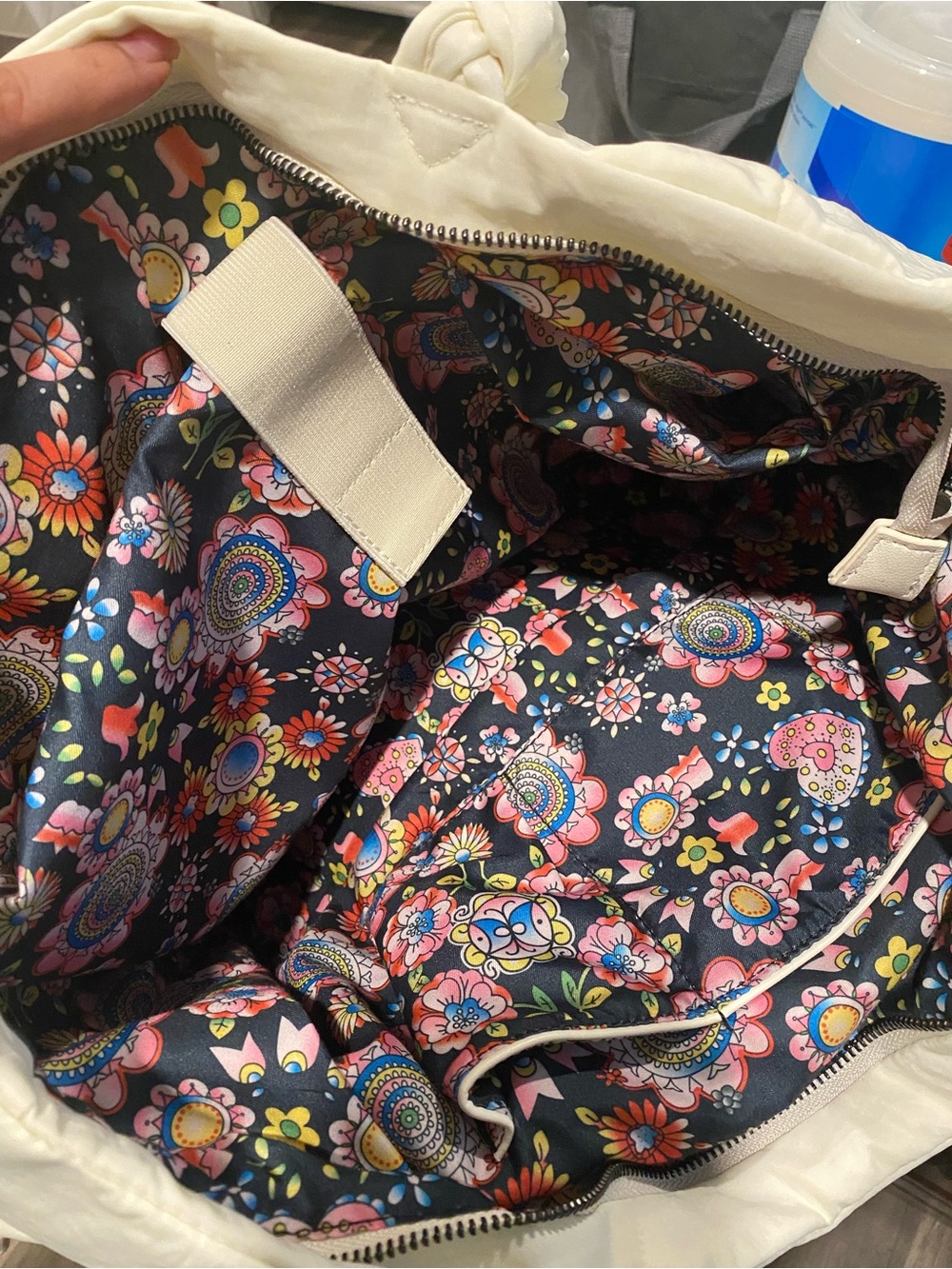 Boss Cream Quilted Tote with Braided Shoulder Handles - Picture 5 of 6